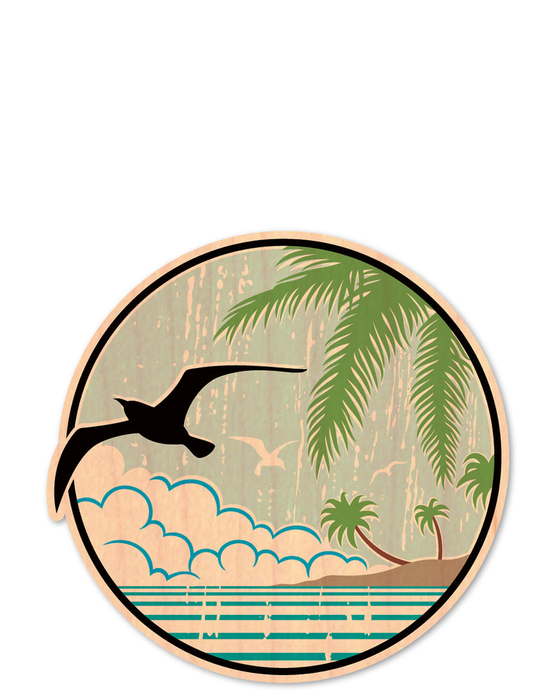 bird & palm bottle tat™ (wood sticker!)